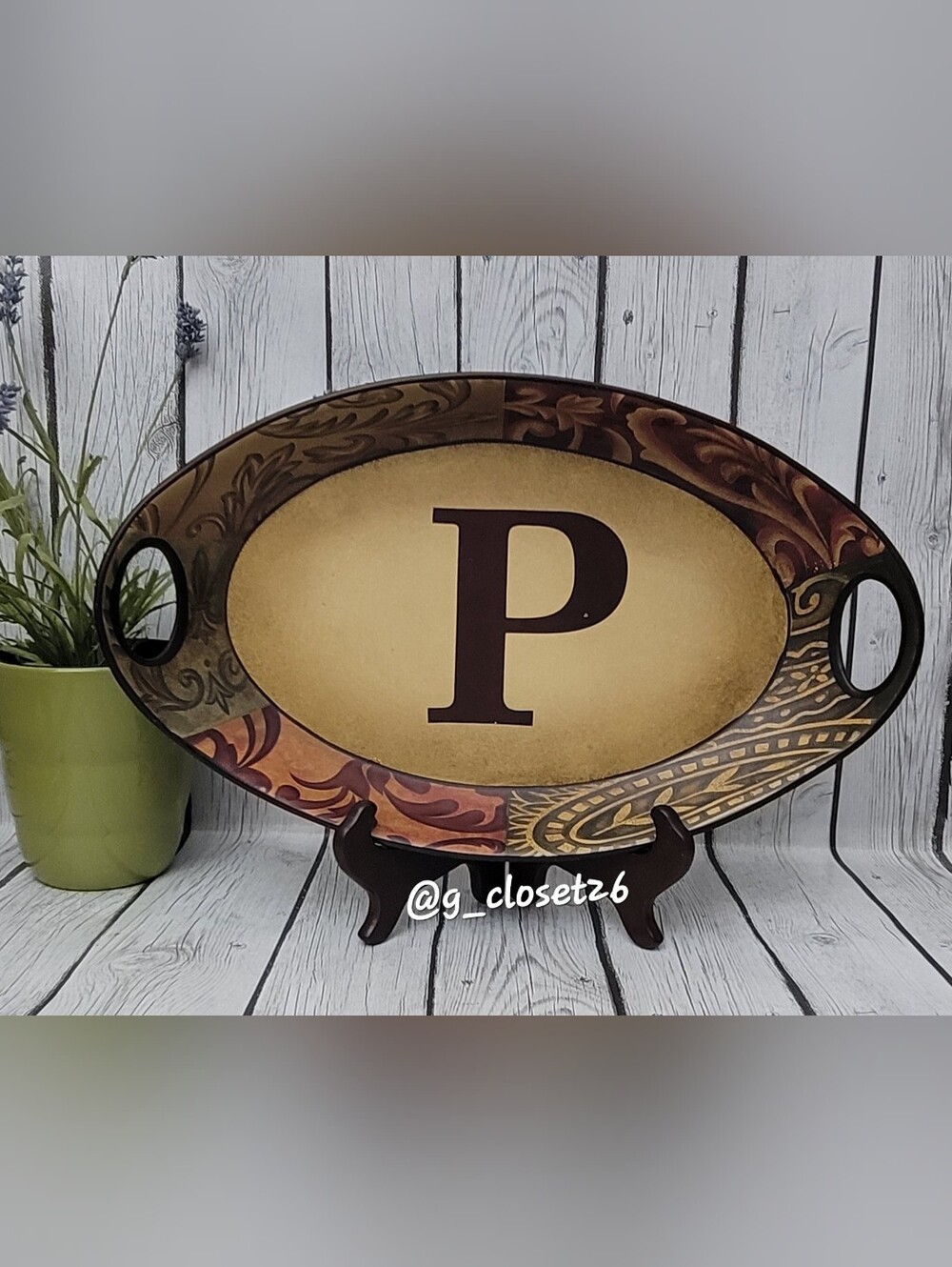 Monogram 'P' Decorative Serving Platter - Multicolor